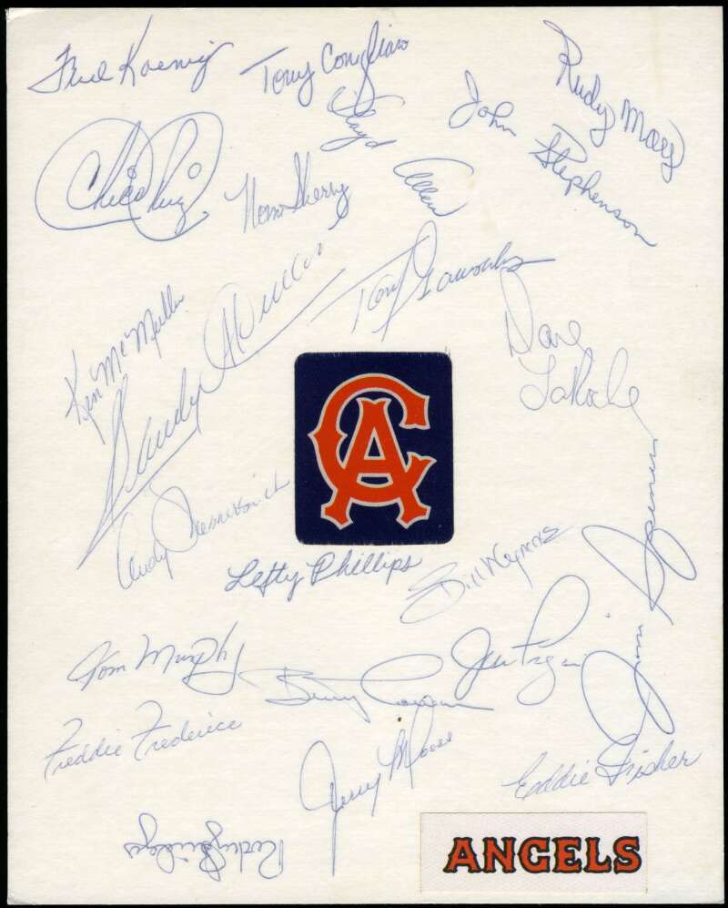 1971 Angels Team Sheet Signed 22 JSA Loa Sandy Alomar Fregosi Tony Conigliaro