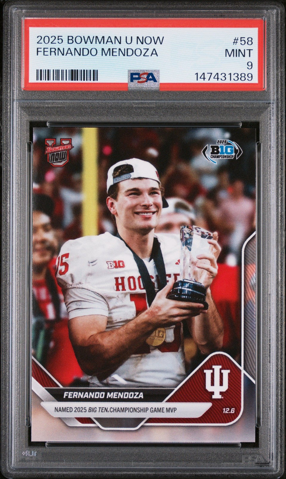 Graded 2025 Topps Bowman U Now Fernando Mendoza #58 Rookie RC Card PSA 9 Mint