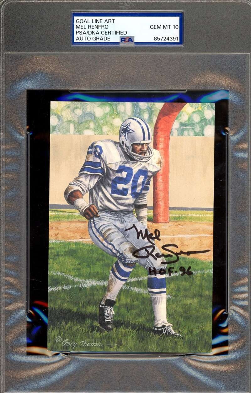 Mel Renfro Gem Mint 10 PSA DNA Coa Signed Goal Line Art Card GLAC Autograph HOF