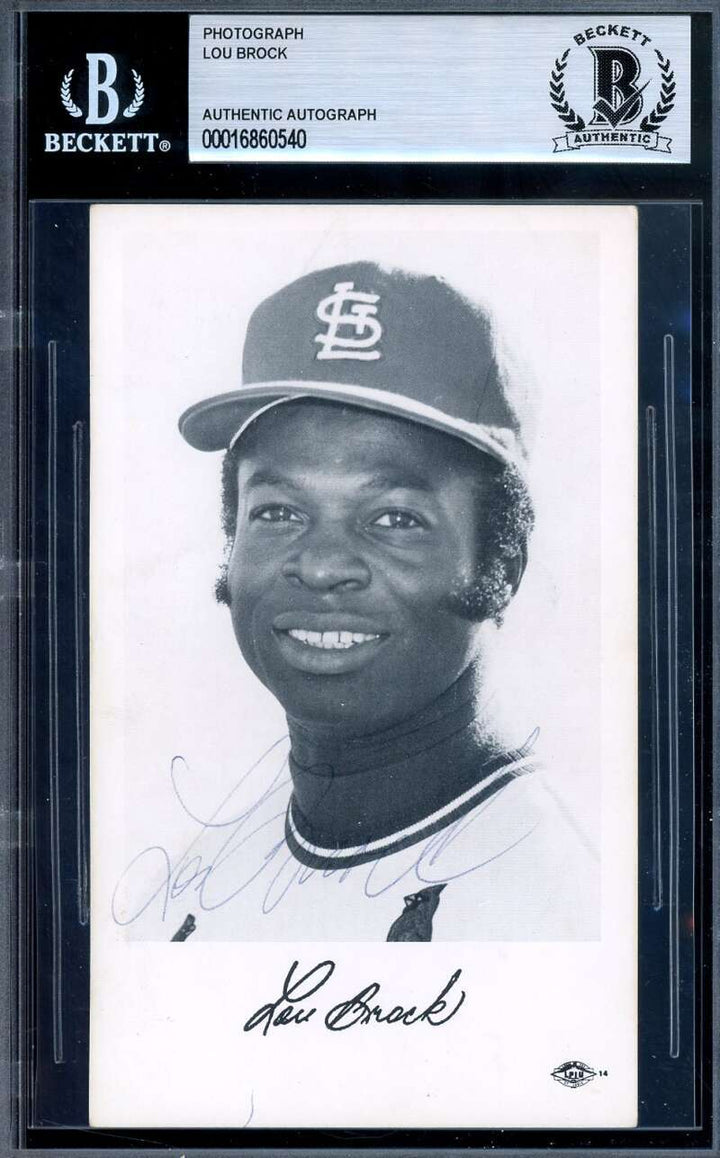 Lou Brock Beckett BAS Signed Vintage 1970's Team Issued Photo Autograph 3