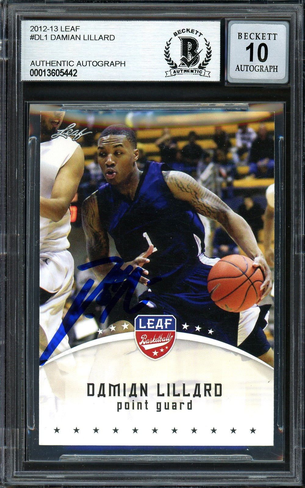 Damian Lillard Auto Signed 2012-13 Leaf RC DL1 Trail Blazers Auto GM 10 Beckett