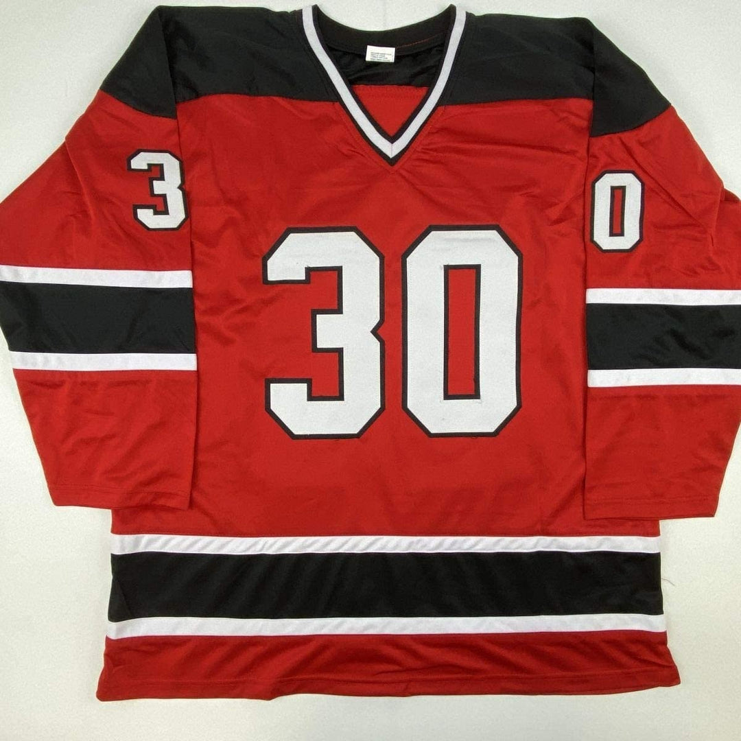 Autographed/Signed Martin Marty Brodeur New Jersey Red Jersey JSA COA