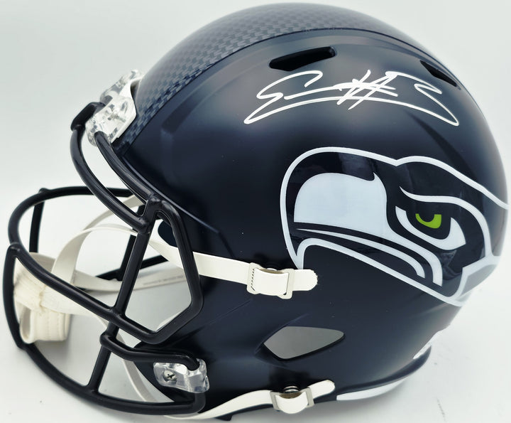 Nick Emmanwori Auto Seahawks Blue Full Size Replica Helmet - Sig Twice & Smudged