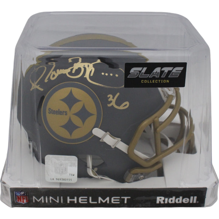 Jerome Bettis Autographed Pittsburgh Steelers Slate Mini Helmet Beckett 44103