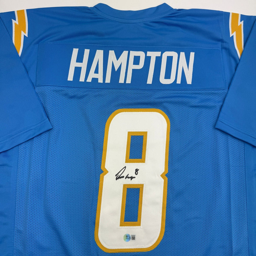 Autographed/Signed Omarion Hampton Los Angeles Powder Blue Jersey Beckett COA