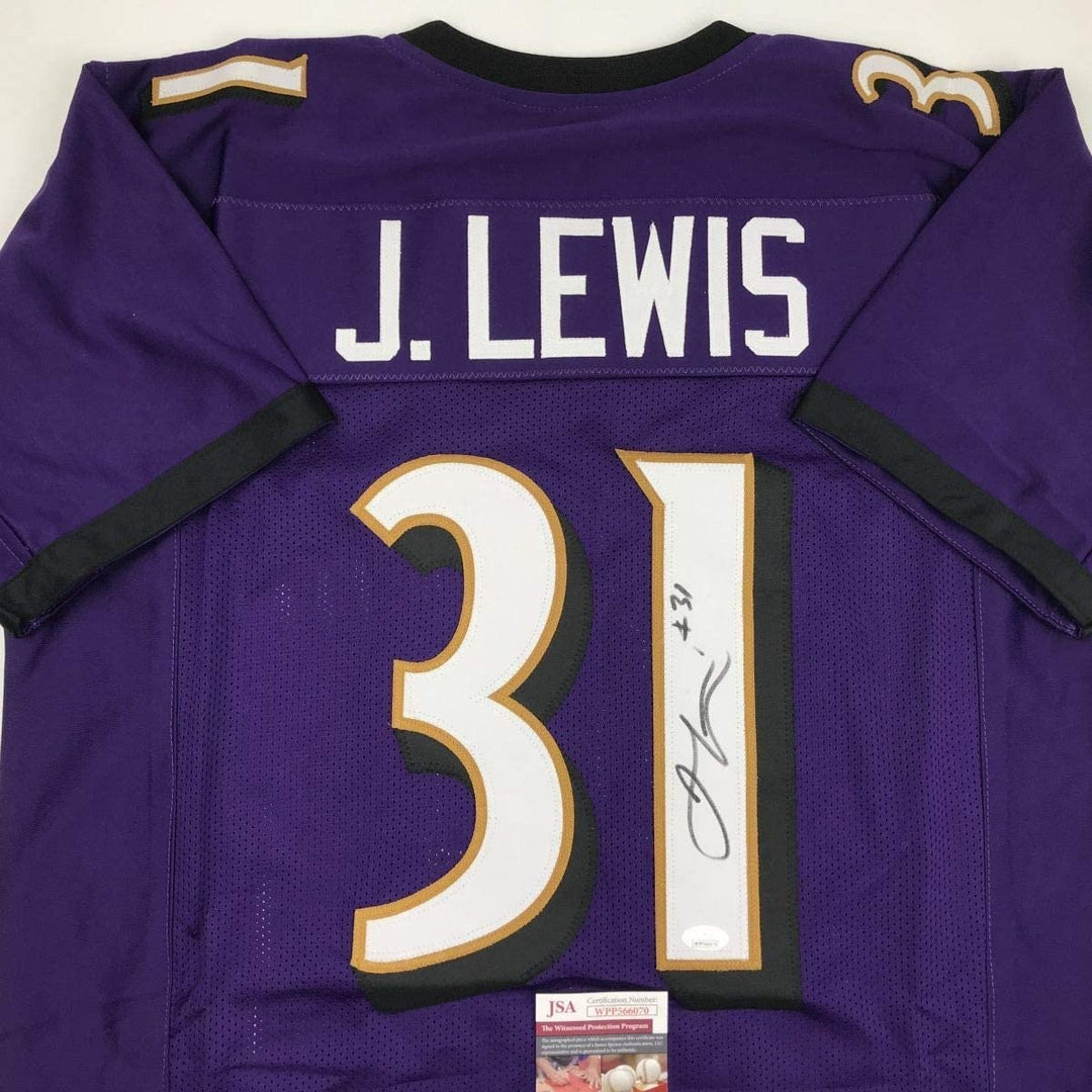 Autographed/Signed JAMAL LEWIS Baltimore Purple Jersey JSA COA Auto