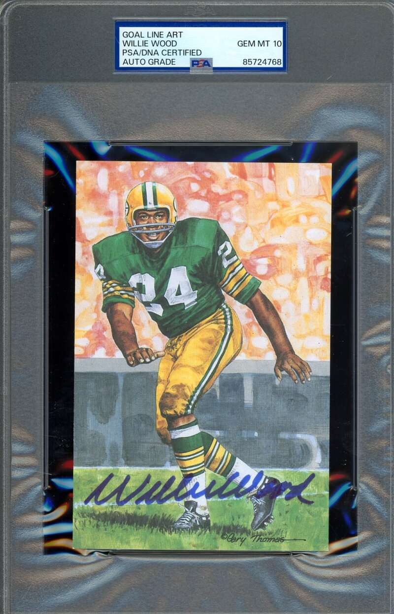 Willie Wood Gem Mint 10 PSA DNA Signed Goal Line Art Card GLAC Autograph