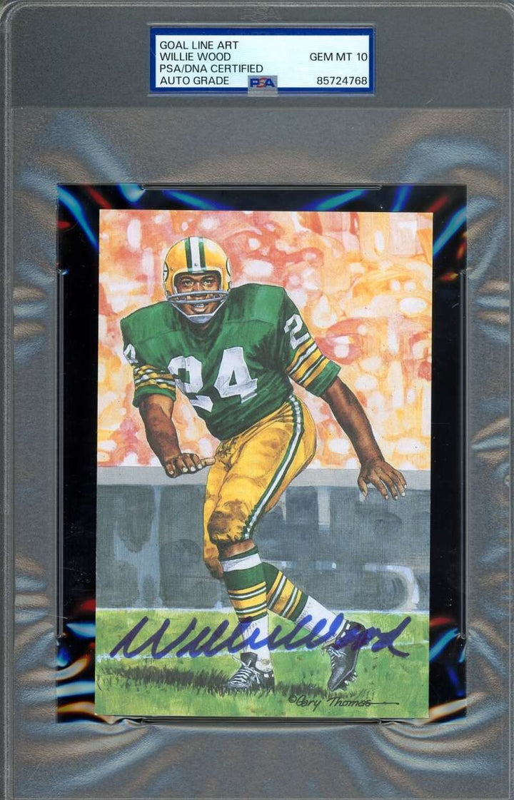 Willie Wood Gem Mint 10 PSA DNA Signed Goal Line Art Card GLAC Autograph
