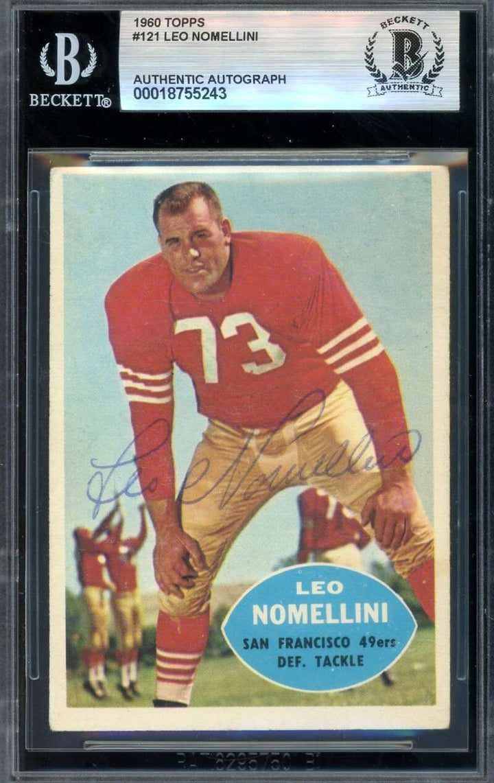 Leo Nomellini Beckett BAS Vintage Signed 1960 Topps Autographed 49ers