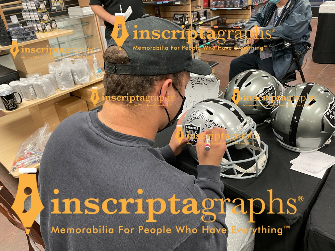 Alec Ingold Signed Las Vegas Raiders FS Helmet Inscribed COA Inscriptagraphs