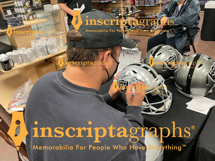 Alec Ingold Signed Las Vegas Raiders FS Helmet Inscribed COA Inscriptagraphs