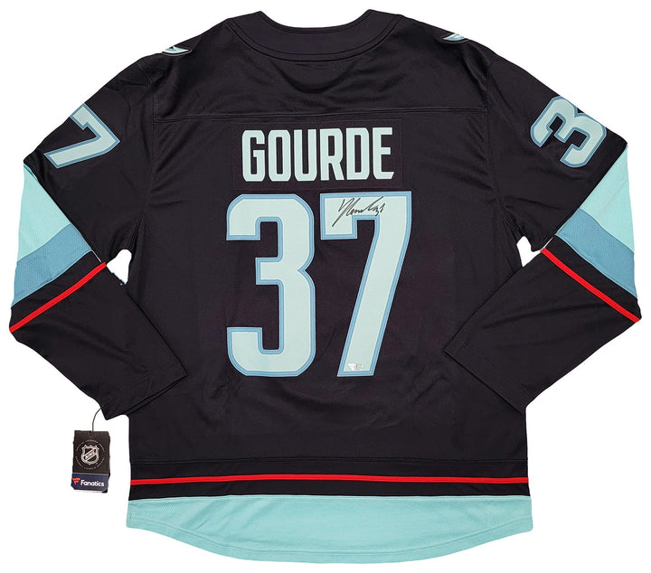 Seattle Kraken Yanni Gourde Signed Blue Fanatics Jersey Size L Fanatics Holo