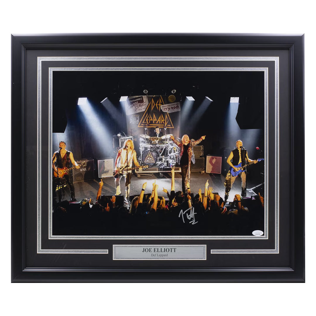 Joe Elliott Signed Framed 16x20 Def Leppard Performance Photo JSA ITP