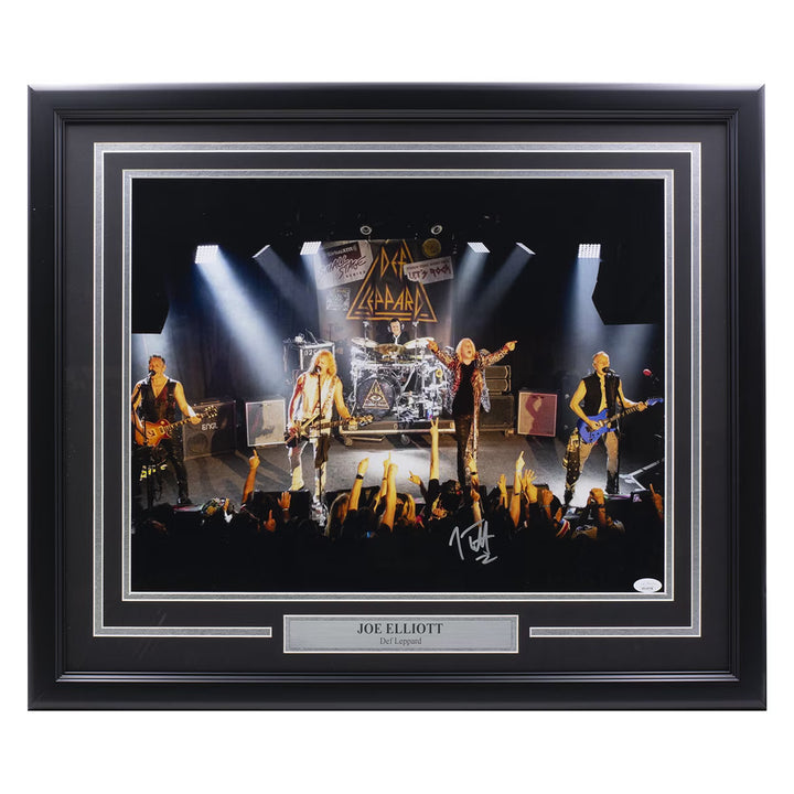 Joe Elliott Signed Framed 16x20 Def Leppard Performance Photo JSA ITP