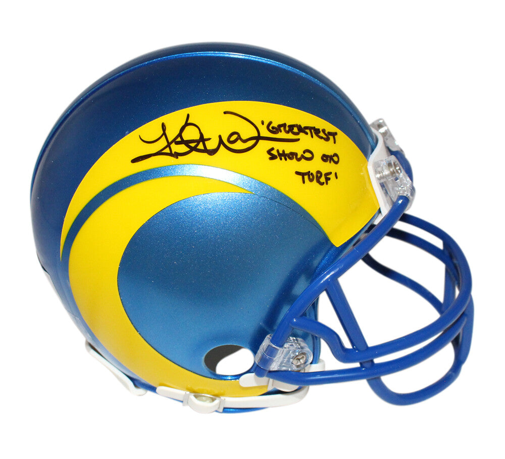 Kurt Warner Signed Los Angeles Rams Mini Helmet VSR4 GSOT Beckett 40365