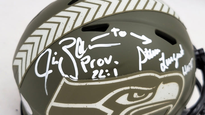 Steve Largent Jim Zorn Auto Seahawks Camo Speed Mini Helmet Salute To Service