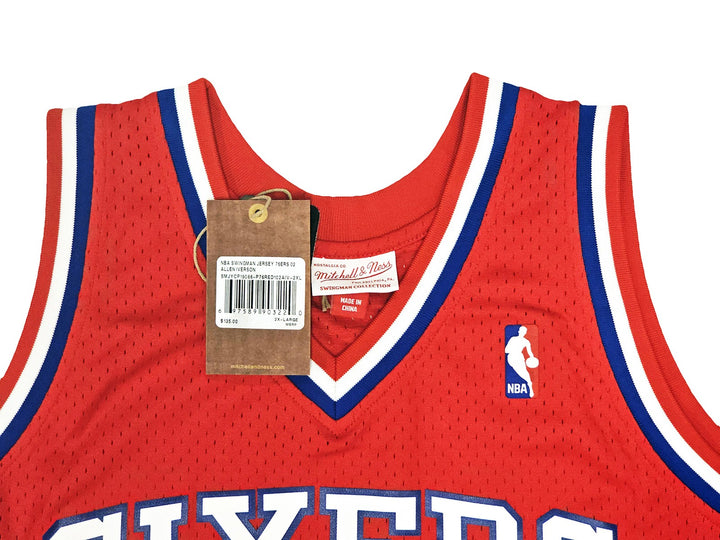 76ers Allen Iverson Auto Red Auth Mitchell Ness 02-03 HWC Swingman Jersey 2X BAS