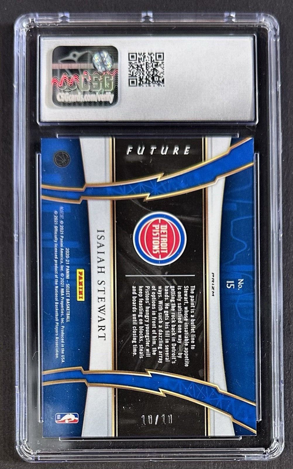 2020-21 Panini Select Future Isaiah Stewart RC Gold 10/10 CSG 8.5 Pistons Rookie