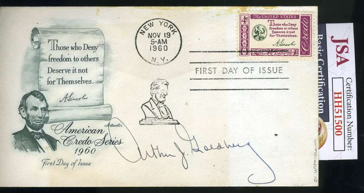 Arthur Goldberg JSA Coa Signed 1960 FDC Cache Supreme Court Justice Autograph