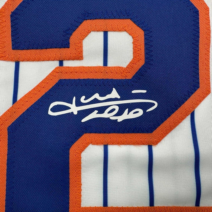 Framed Facsimile Autographed Juan Soto 35x39 New York Pinstripe Reprint Jersey