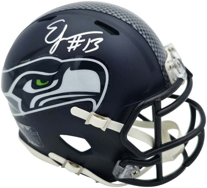 Ernest Jones IV Signed Seahawks Blue SB LX Champions Logo Speed Mini Helmet MCS