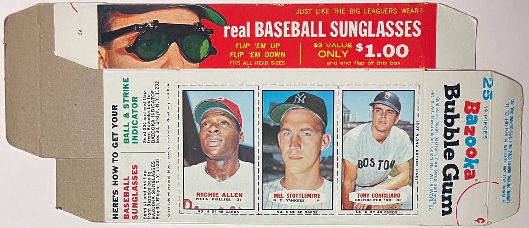 1967 Bazooka Compete Box 25-piece Allen #4, Stottlemyre #5, Conigliaro #6 of 48