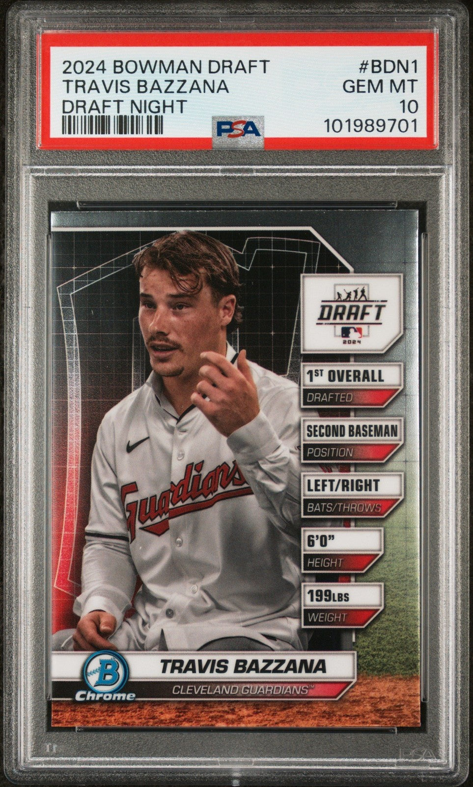 Graded 2024 Bowman Draft Travis Bazzana #BDN1 Draft Night Card PSA 10