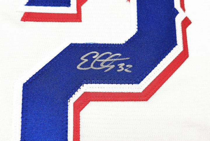 Rangers Evan Carter Signed White Nike Jersey Size XLT "23 WS Champs" Beckett Wit