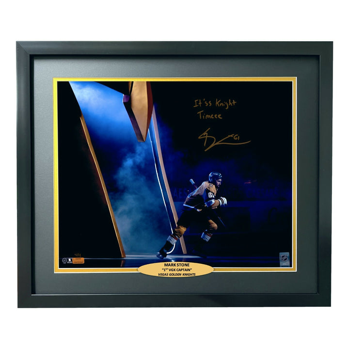 Mark Stone Signed Framed Vegas Knights 16x20 Photo Inscribed "Knight Time" #D/11