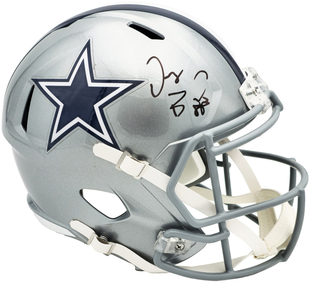Dez Bryant Signed Cowboys Silver Full Size Speed Replica Helmet Beckett Witness