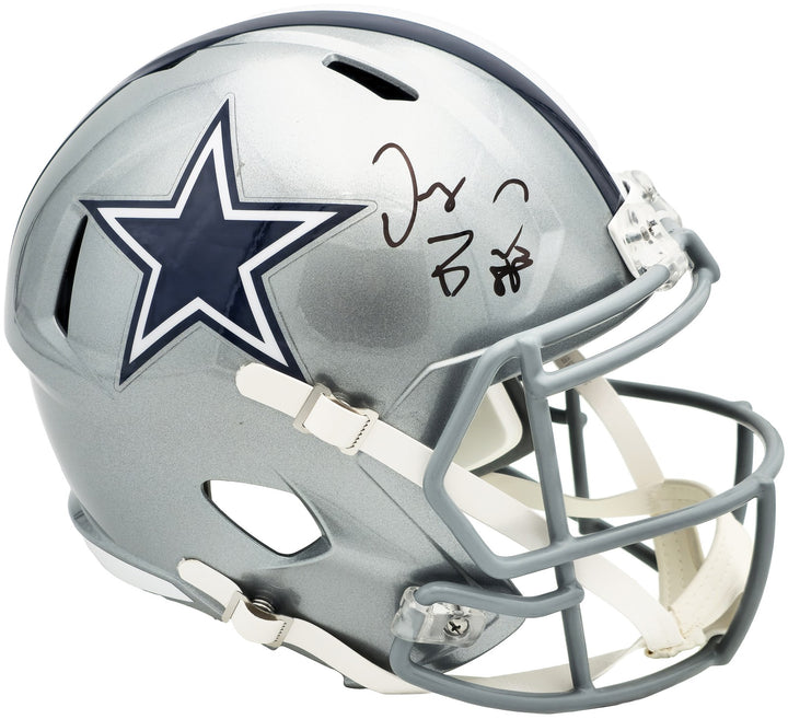 Dez Bryant Signed Cowboys Silver Full Size Speed Replica Helmet Beckett Witness