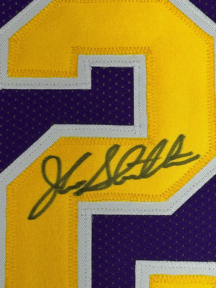 Framed Autographed/Signed John Stockton 35x39 Utah Purple Jersey BAS COA