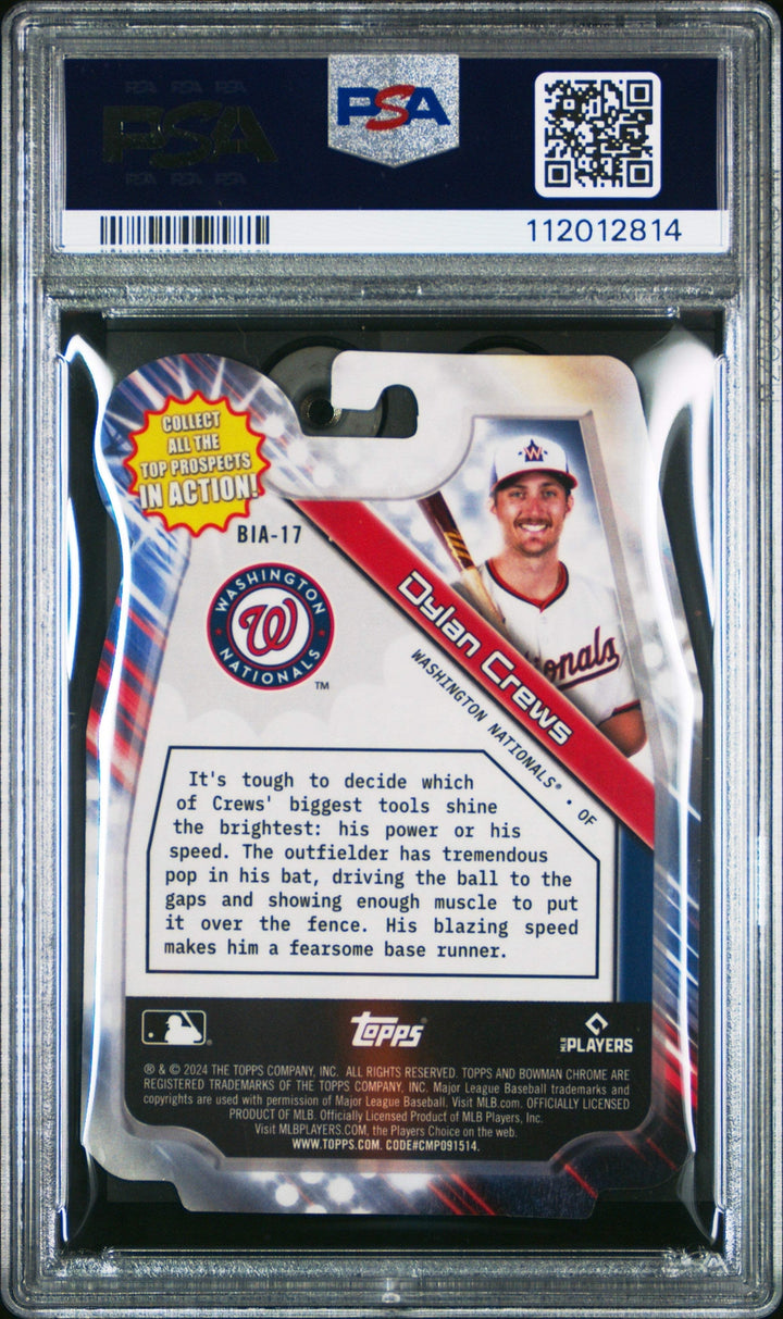 Graded 2024 Topps Bowman Draft Dylan Crews #BIA17 In Action Baseball Card PSA 10