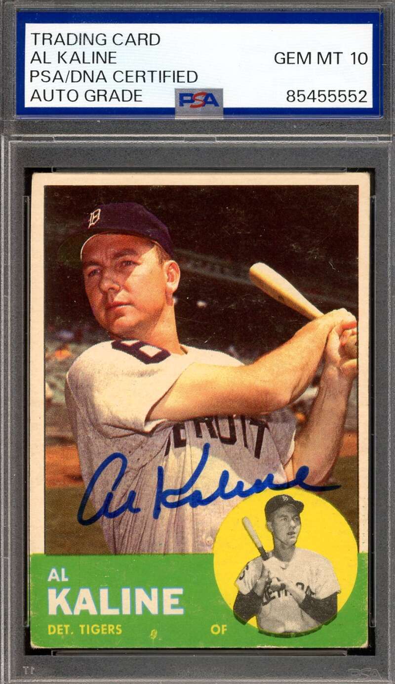 Al Kaline Gem Mint 10 PSA DNA Signed 1963 Topps Autograph