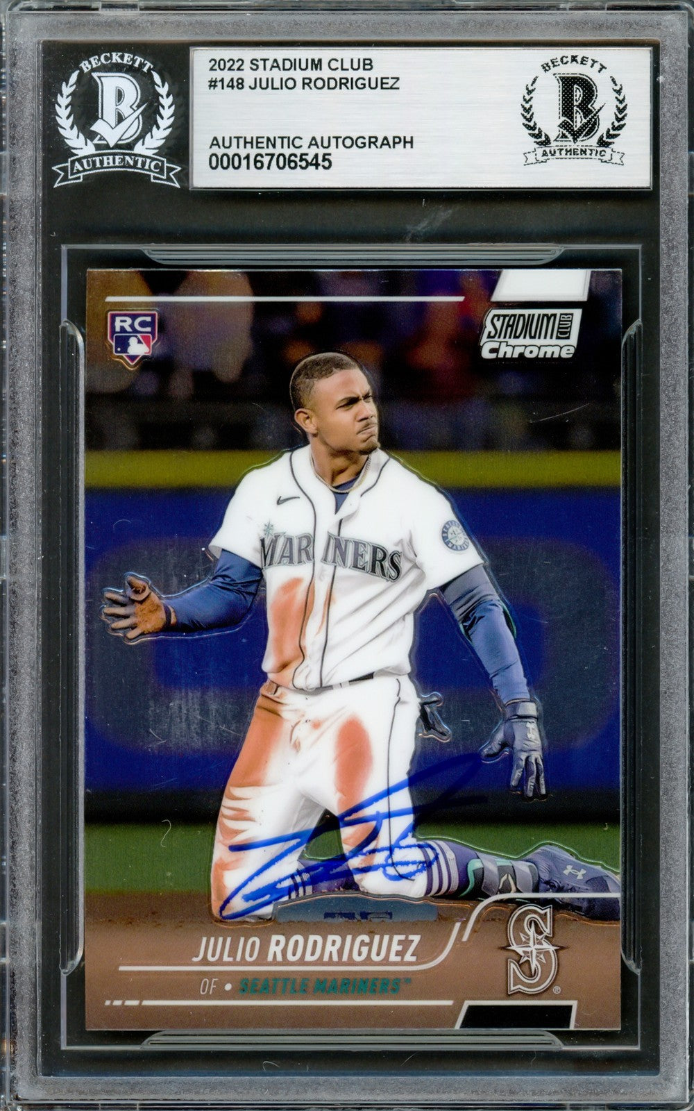 Julio Rodriguez Auto 2022 Stadium Club Chrome RC 148 Mariners Beckett #16706545