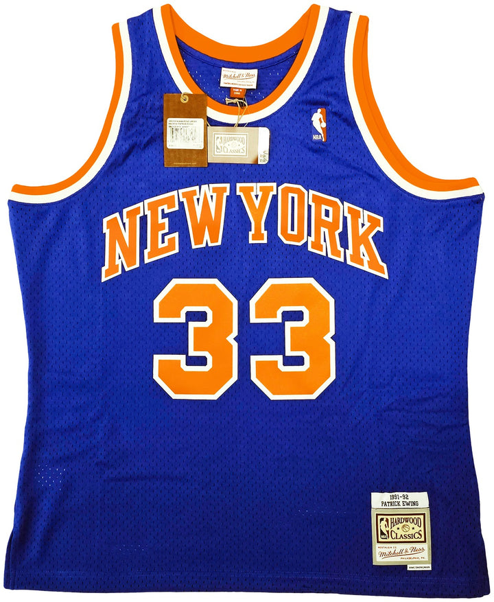 Knicks Patrick Ewing Auto Blue AUTH Mitchell Ness 91-92 Swingman Jersey XL BAS