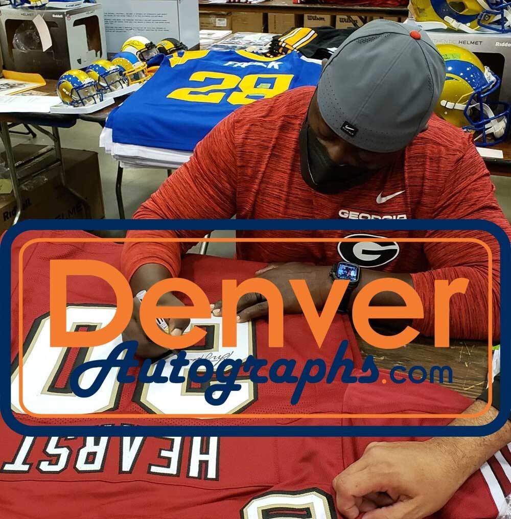 Garrison Hearst Autographed/Signed Pro Style Red XL Jersey Beckett 35512