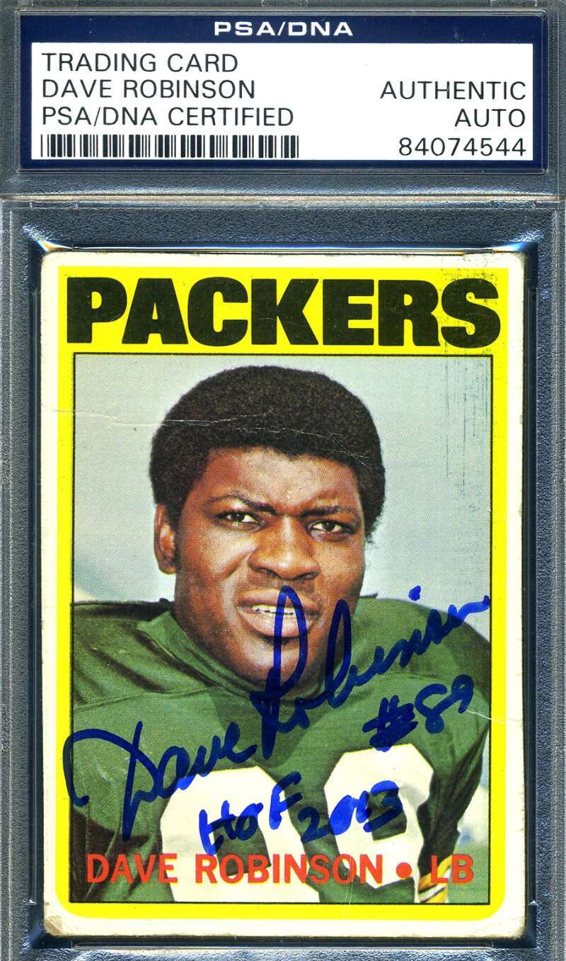 Dave Robinson PSA DNA Coa Signed 1972 Topps Autograph