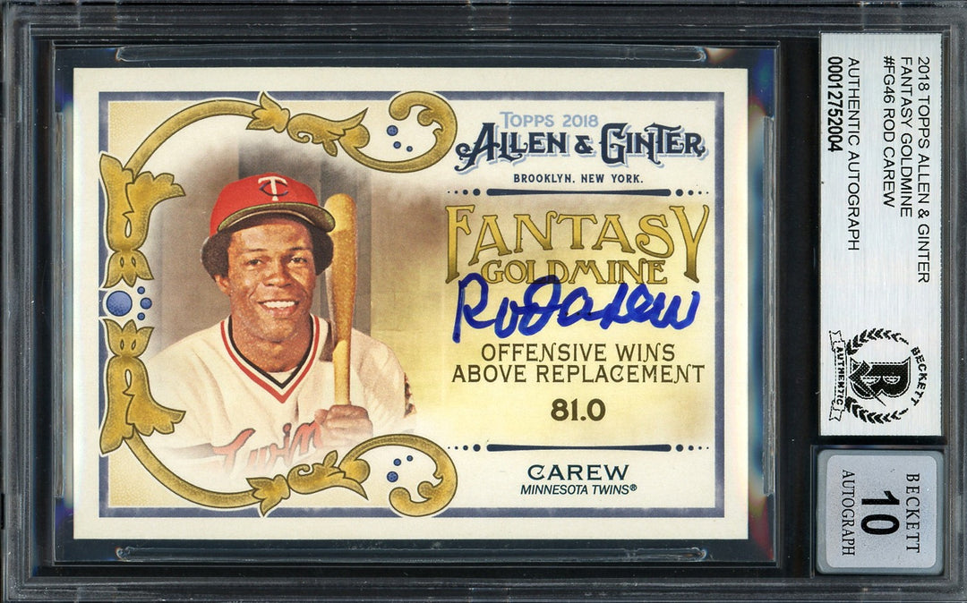 Rod Carew Auto 2018 Topps Allen Ginter Fantasy Goldmine Card FG46 Sig 10 Beckett
