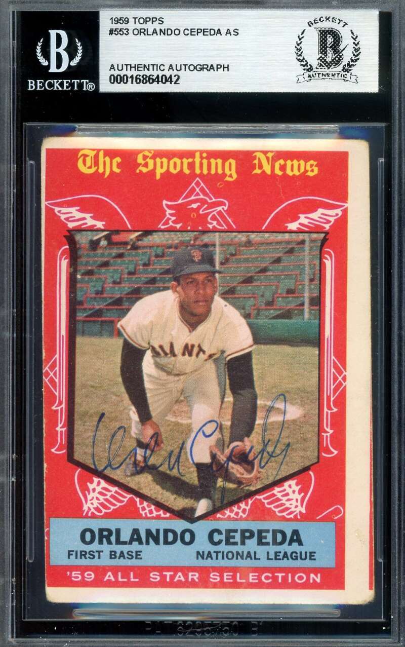 Orlando Cepeda Beckett BAS Signed 1959 Topps All Star Autograph
