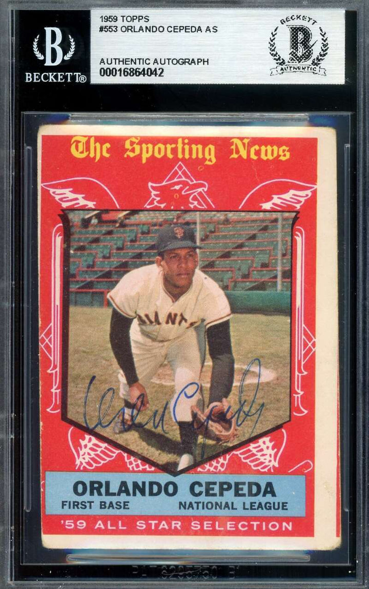Orlando Cepeda Beckett BAS Signed 1959 Topps All Star Autograph