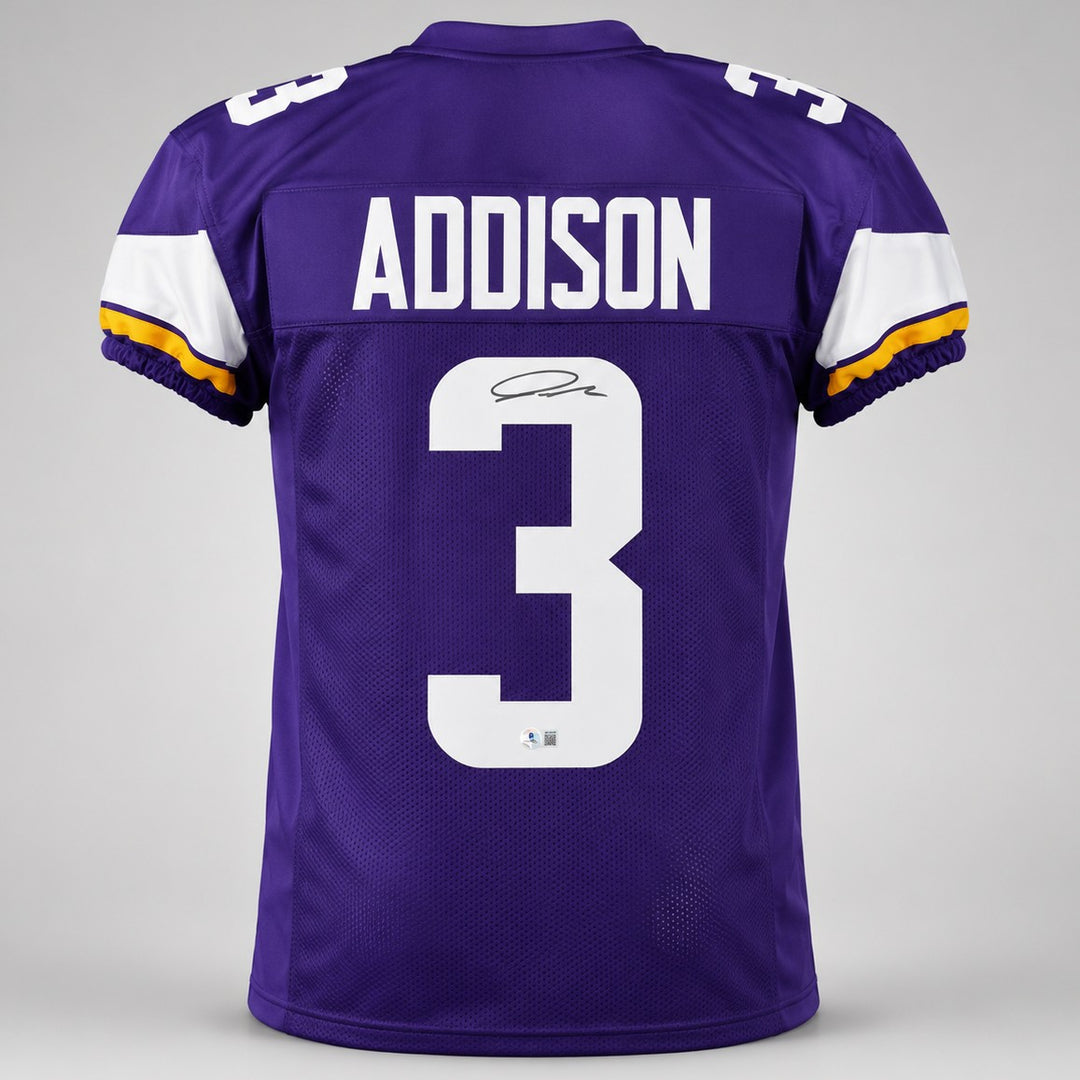 Minnesota Vikings Jordan Addison Signed Purple Jersey Beckett BAS QR