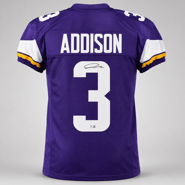 Minnesota Vikings Jordan Addison Signed Purple Jersey Beckett BAS QR