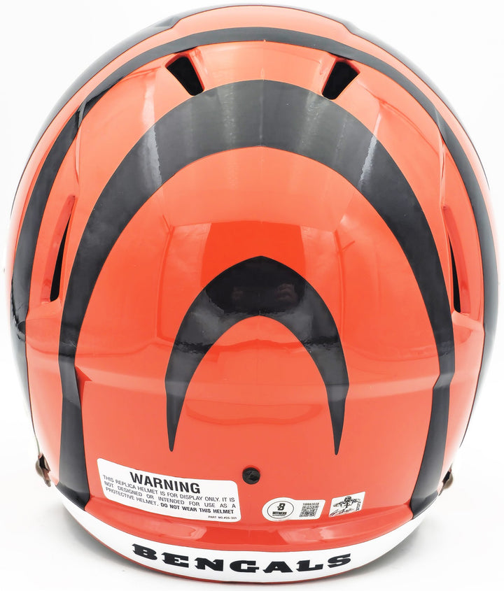 Ja'Marr Chase Signed Bengals Orange Full Size Speed Replica Helmet Beckett Wit