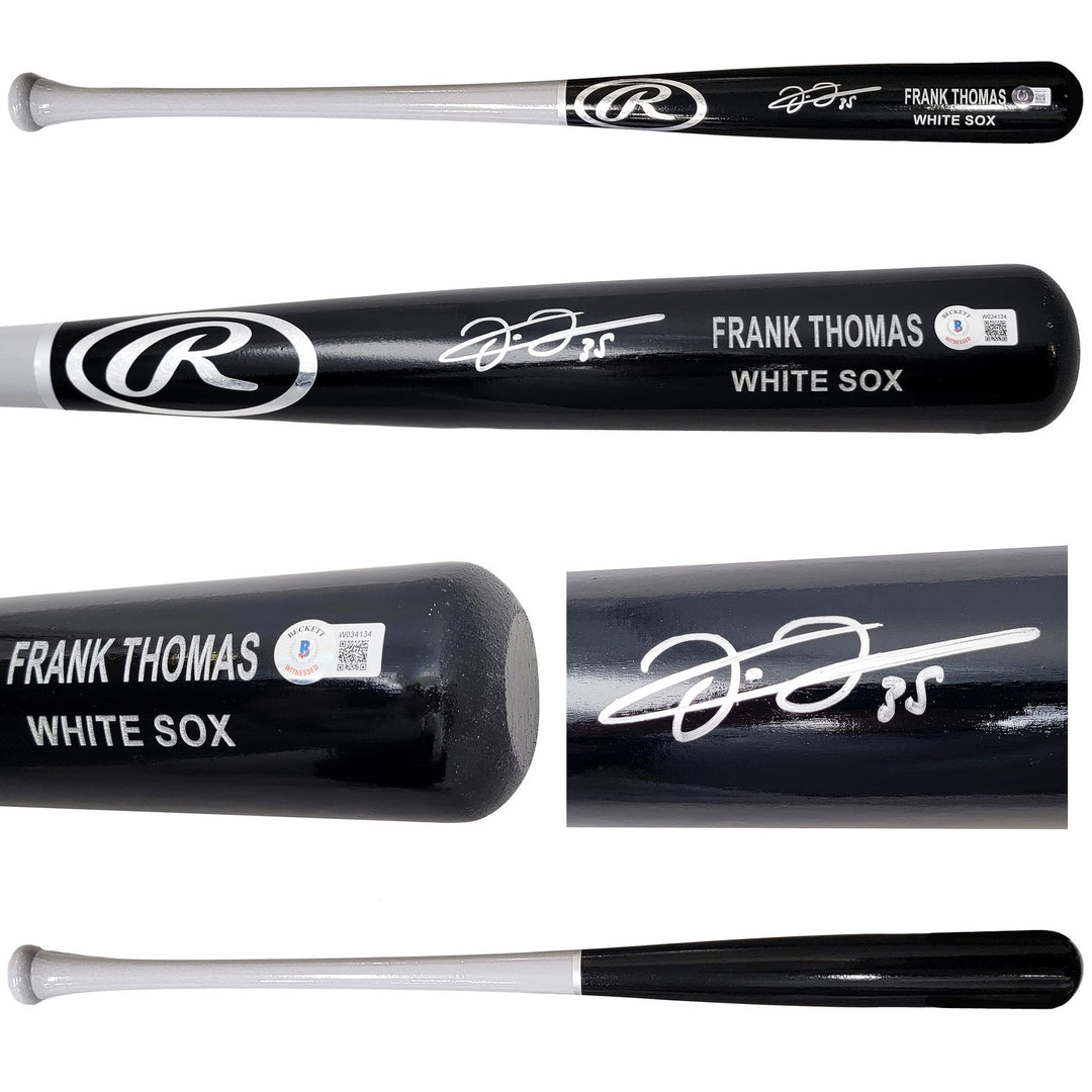 Frank Thomas Signed Black & Grey Rawlings Game Model Bat White Sox Beckett Wit