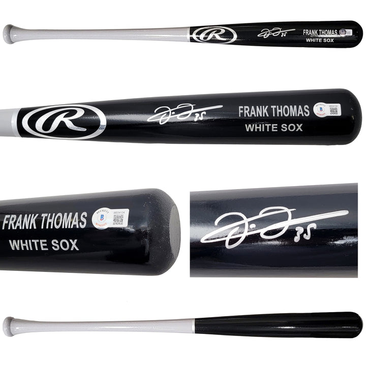 Frank Thomas Signed Black & Grey Rawlings Game Model Bat White Sox Beckett Wit