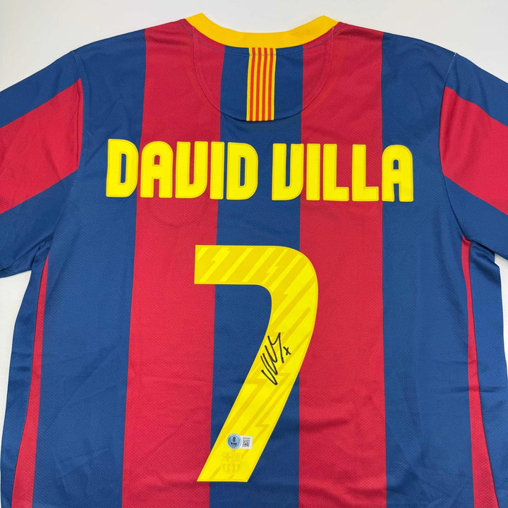 Autographed/Signed David Villa FC Barcelona Blue Jersey Beckett BAS COA