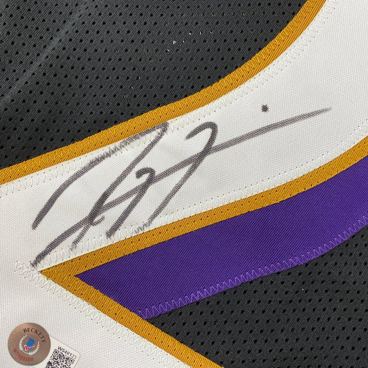 Autographed/Signed Ray Lewis Baltimore Black Stat Jersey Beckett COA