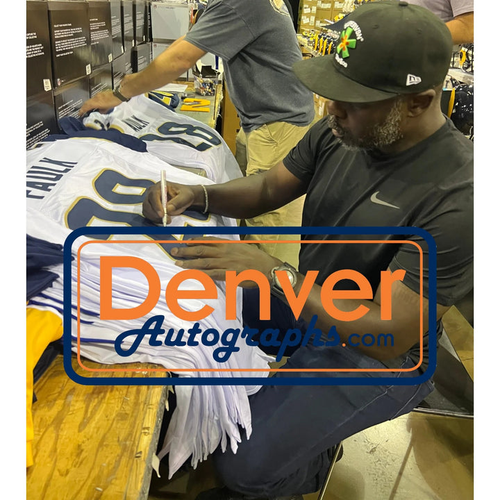 Marshall Faulk Autographed/Signed Pro Style XL Jersey White Beckett WIT 58501