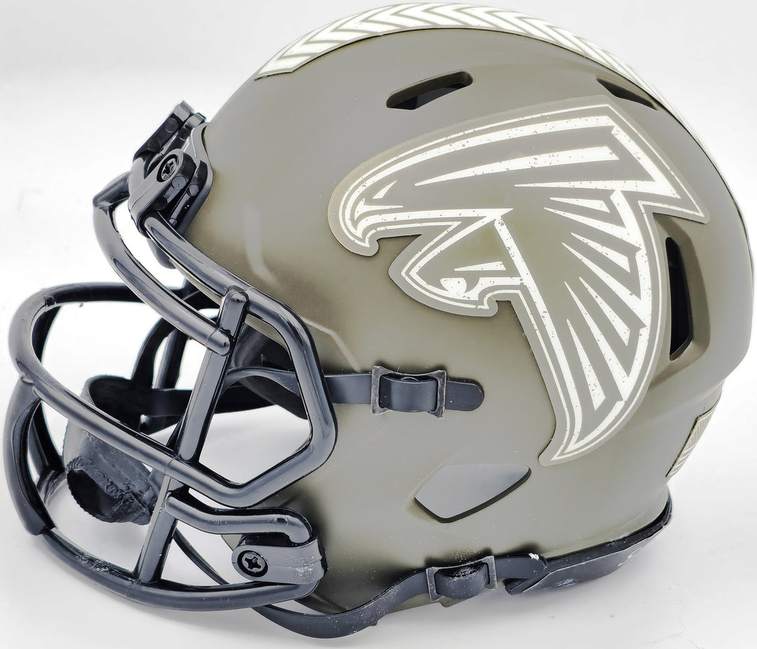 Kyle Pitts Auto Falcons Army Green Salute to Service Speed Mini Helmet Beckett
